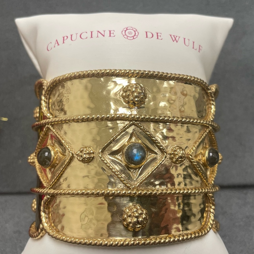 Capucine Du Wolf Victoria Cuff Bracelet with Blue Labradorite Semi-Prec stones